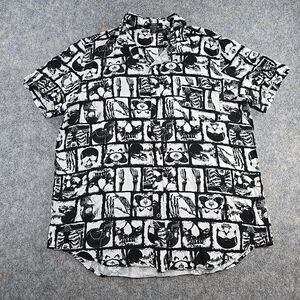 Social Collision Shirt Men's XL Button Up Black White Skeleton Skulls Gothic